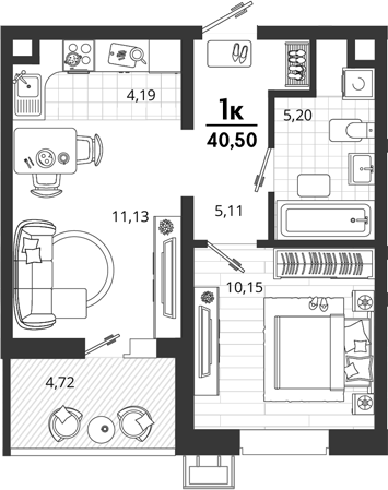 Продается 1-комн. квартира, 35.78 м²