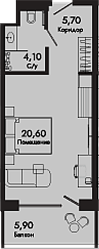 Студия, 30.4 м², 6/8 этаж, ЖК «Курортный отель Алеан Селект Агой»