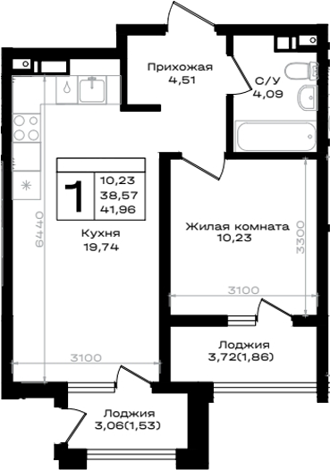 1-комн. ЮЖНО