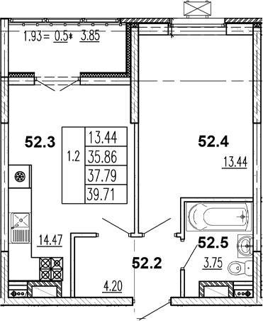 Продается 1-комн. квартира, 36.13 м²