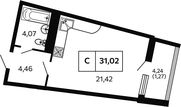 Студия, 29.75 м², 6/9 этаж, ЖК «Отражение. Носта»