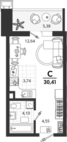 Продается 1-комн. квартира, 25.03 м²