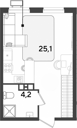 Студия, 29.3 м², 4/18 этаж, ЖК «Парк Победы»