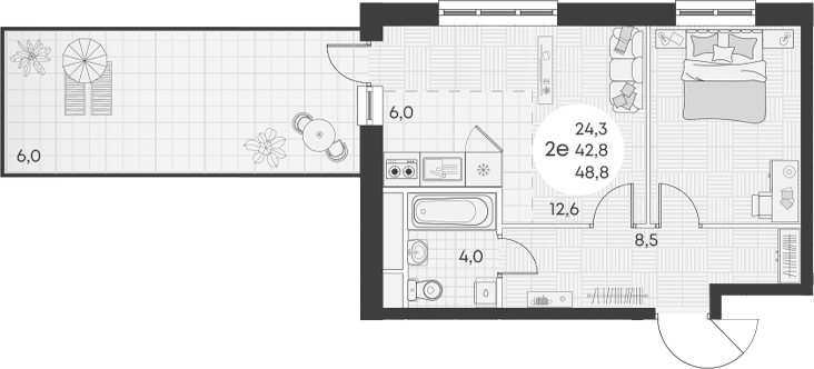 Продается 2-комн. квартира, 42.8 м²