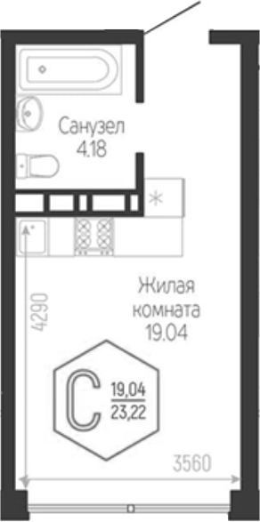 Студия, 23.22 м², 11/16 этаж, ЖК «Гарантия PRIME»
