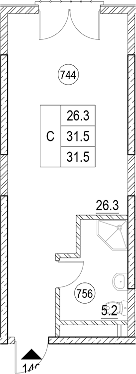 Студия, 32.5 м², 7/10 этаж, ЖК «Cosmos Park Hotel Macesta»
