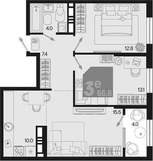 Продается 3-комн. квартира, 62.8 м²