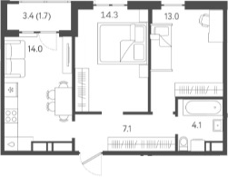 Продается 2-комн. квартира, 52.5 м²