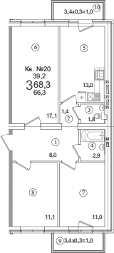 Продается 3-комн. квартира, 66.3 м²