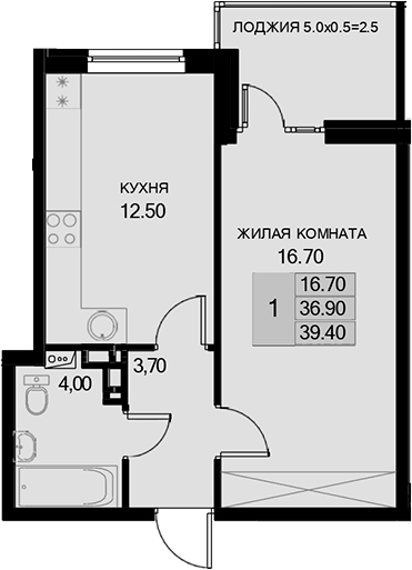 Продается 1-комн. квартира, 36.9 м²