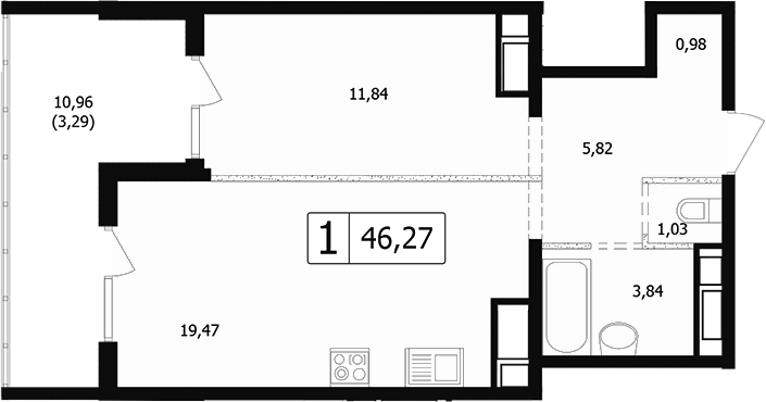Продается 2-комн. квартира, 39.61 м²