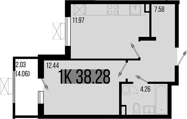 1-комн., 36.25 м², 1/8 этаж, ЖК «Цветной бульвар»