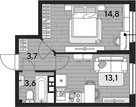 Продается 1-комн. квартира, 35.2 м²