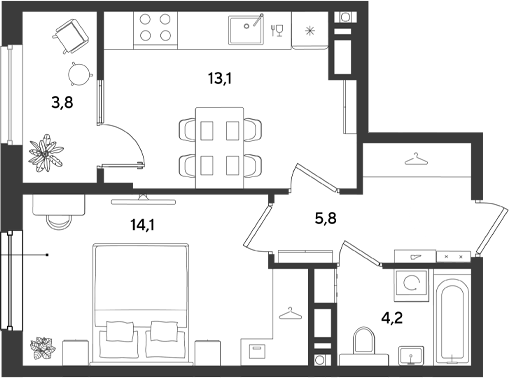 Продается 1-комн. квартира, 37.2 м²