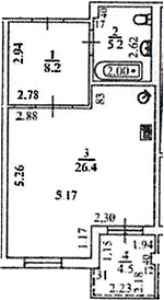 Студия, 39.8 м², 6/8 этаж, ЖК «Апарт-отель Вальсет»
