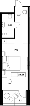 Продается 1-комн. квартира, 25.87 м²