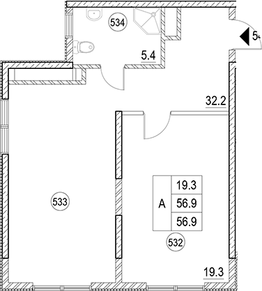 1-комн., 56.9 м², 5/9 этаж, ЖК «Cosmos Park Hotel Macesta»
