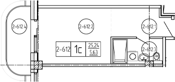 Студия, 26.87 м², 6/9 этаж, ЖК «Лучи»