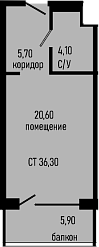 Студия, 30.4 м², 5/8 этаж, ЖК «Курортный отель Алеан Селект Агой»