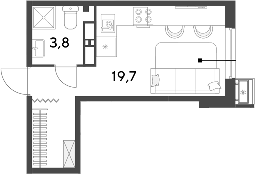 Студия, 23.5 м², 14/18 этаж, ЖК «Парк Победы»