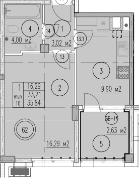 1-комн., 33.21 м², 1/10 этаж, ЖК «Agoy Park Residence by Lavicon»