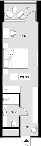 Студия, 25.87 м², 6/6 этаж, ЖК «Гостиничный комплекс Белые ночи»
