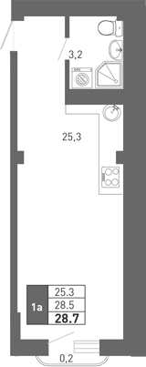 Студия, 29.1 м², 3/3 этаж, ЖК «Монако»