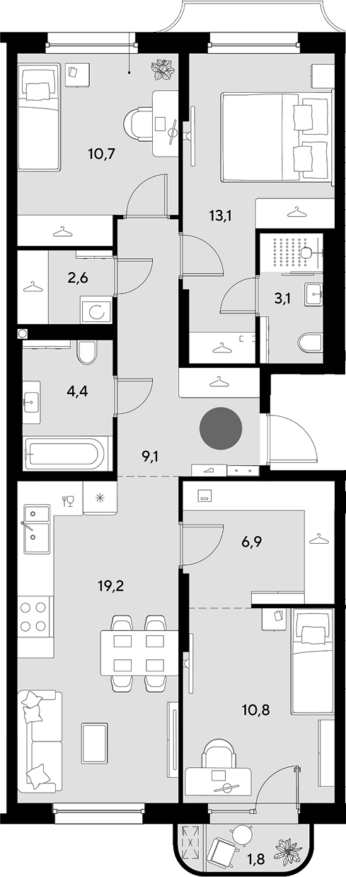 4+ комнаты, 79.9 м², 2/9 этаж, ЖК «Грейд»