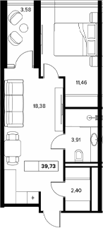 1-комн., 36.15 м², 7/8 этаж, ЖК «Гостиничный комплекс Белые ночи»