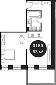 Объект, 37.29 м², 3/4 этаж, ЖК «Резиденция Волна»