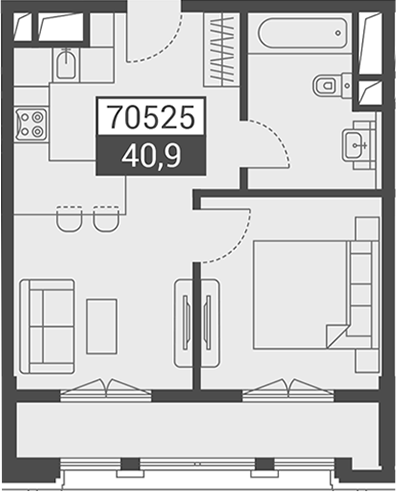 Объект, 40.9 м², 5/7 этаж, ЖК «Красная поляна 540»