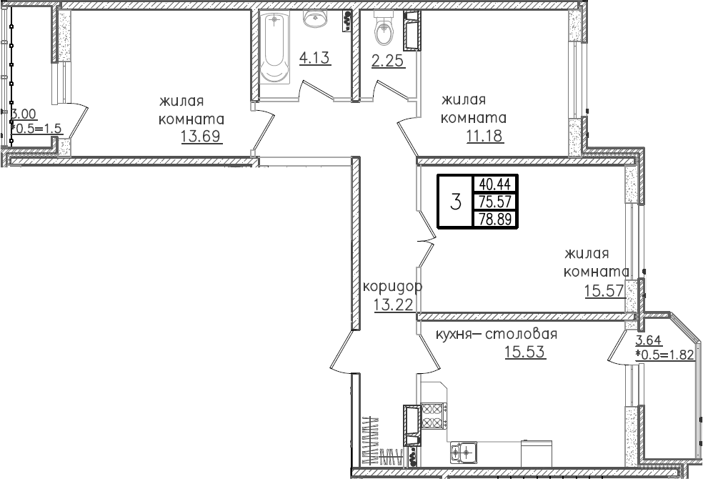 4+ комнаты, 77.38 м², 23/23 этаж, ЖК «Урал»