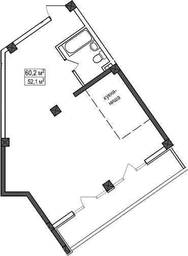 Объект, 52.1 м², 1/10 этаж, ЖК «Мармелад»