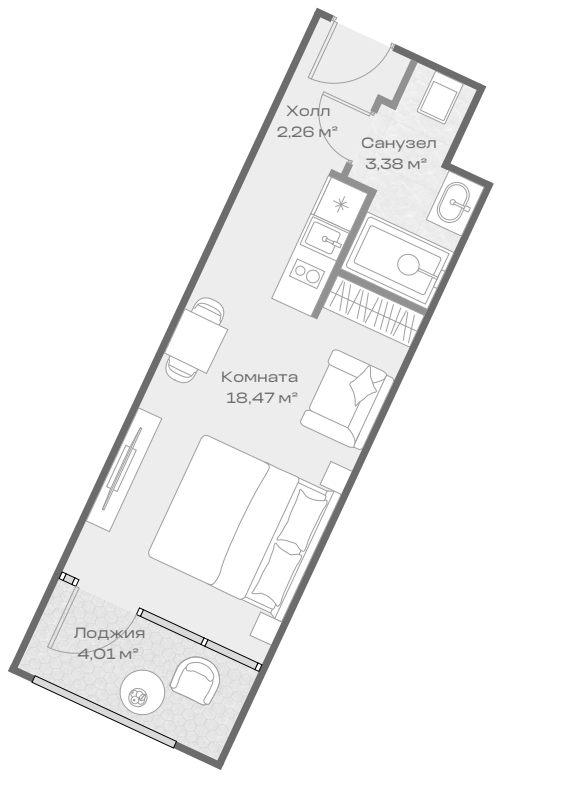 Студия, 24.09 м², 4/4 этаж, ЖК «Космос Селекшн Сочи Сиалия Резорт 5*»