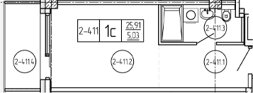 Студия, 26.87 м², 4/9 этаж, ЖК «Лучи»