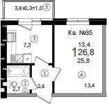 Продается 1-комн. квартира, 25.8 м²