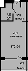 Студия, 30.4 м², 5/8 этаж, ЖК «Курортный отель Алеан Селект Агой»