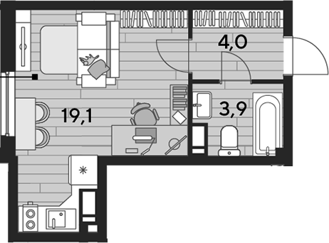 Студия, 26.9 м², 10/16 этаж, ЖК «DОГМА ПАРК»