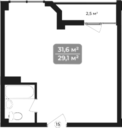 Объект, 31.6 м², 8/11 этаж, ЖК «Море»