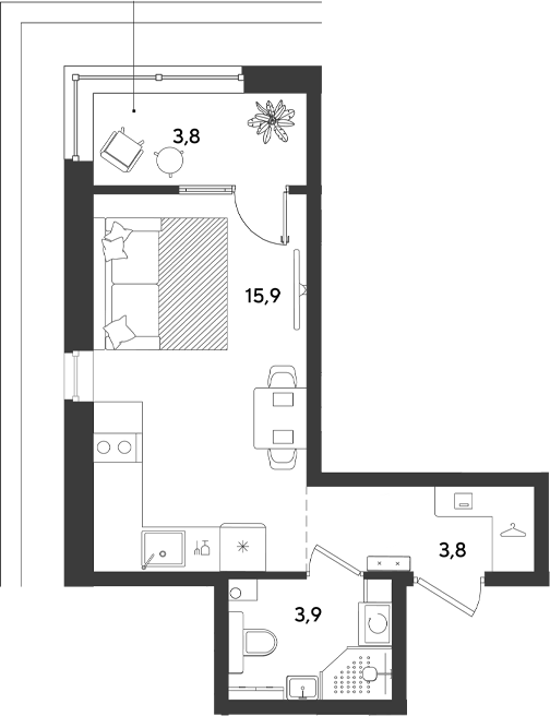 Студия, 23.6 м², 2/9 этаж, ЖК «Ридз»