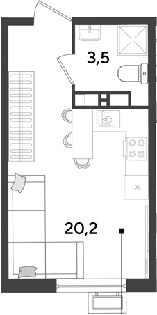 Студия, 23.7 м², 14/18 этаж, ЖК «Парк Победы»