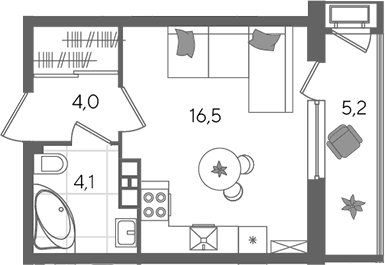 Студия, 24.6 м², 6/24 этаж, ЖК «Рекорд»