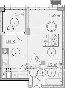1-комн., 33.53 м², 1/10 этаж, ЖК «Agoy Park Residence by Lavicon»