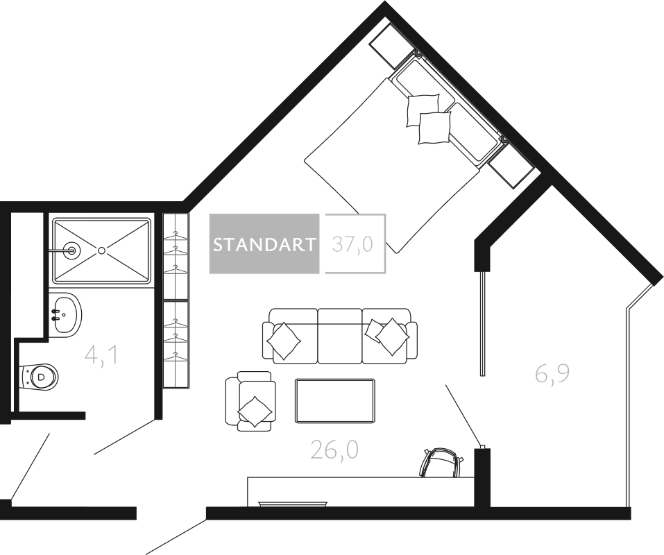 Студия, 30.1 м², 4/4 этаж, ЖК «Палаццо Де Агой»