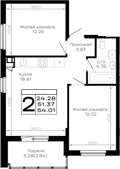 2-комн. Усадьба Гостагаевская