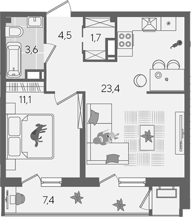 Продается 2-комн. квартира, 44.3 м²