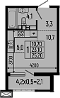 Студия, 23.1 м², 3/13 этаж, ЖК «Звезды»