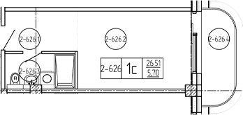 Студия, 26.9 м², 6/9 этаж, ЖК «Лучи»
