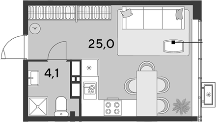Студия, 29.1 м², 17/18 этаж, ЖК «Парк Победы»