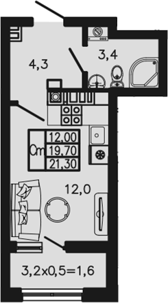 Студия, 19.7 м², 4/4 этаж, ЖК «Экосфера»